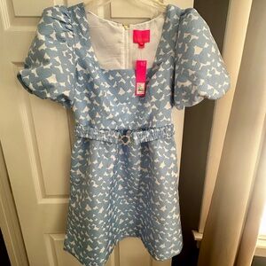 Lilly Pulitzer Kasslyn Belted Heart Jacquard Fit & Flare Dress, Size 12